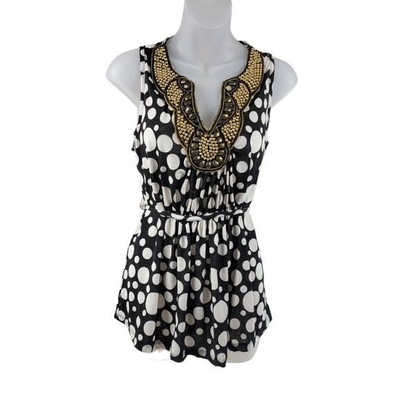 Wet Seal Tops - Vintage 90s Wet Seal Dressy Tank Top Blouse Womens S / M Embellished Polkadot